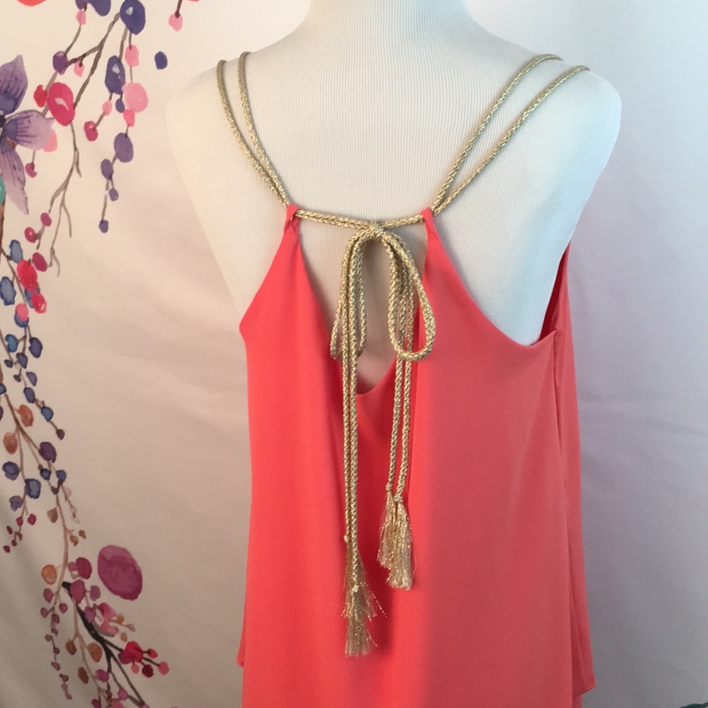 Flowy Coral Tank w/ Gold Rope Detail